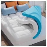 ELEMUSE  | Queen Size Dual Layer 3 Inch Memory Foam Mattress Topper,Cooling Gel Memory Foam