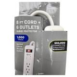 Commercial Electric |  6-Outlet Surge Protector with 8 ft. Cord and 45 Degree Flat Angle Plug,