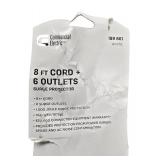 Commercial Electric |  6-Outlet Surge Protector with 8 ft. Cord and 45 Degree Flat Angle Plug,