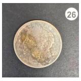 Blue and Orange Toned AU Morgan Silver Dollar