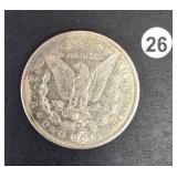 Blue and Orange Toned AU Morgan Silver Dollar