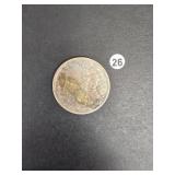 Blue and Orange Toned AU Morgan Silver Dollar