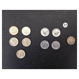 Ten Assorted Silver Dimes