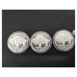 3 - 1 oz. Buffalo .999 Fine Silver Rounds