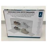Stackable Shoe Box & Organizer - 4 Pack