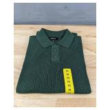 DKNY Green Ribbed Knit Polo Shirt Medium - Brand New