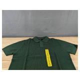 DKNY Green Ribbed Knit Polo Shirt Medium - Brand New