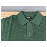 DKNY Green Ribbed Knit Polo Shirt Medium - Brand New