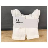 6 Pair Under Armour UA Cotton Cushioned Crew Socks Medium White - Brand New