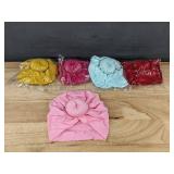 5 Pack Baby Turban Hats Donut Caps, Assorted Colors - Brand New