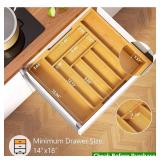Brand New Pipishell Bamboo Expandable Drawer Organizer for Utensils $39.99 Retail *L
