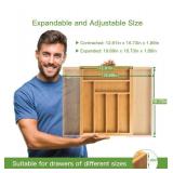 Brand New Pipishell Bamboo Expandable Drawer Organizer for Utensils $39.99 Retail *L