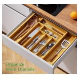 Brand New Pipishell Bamboo Expandable Drawer Organizer for Utensils $39.99 Retail *L