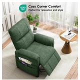 Amada Power Recliner Chair for Adults, Chenille Electric Reclining Chair for Small Spaces with Remote & Side Pockets, Thick Seat Cushion for Home Theater, RV, Living Room & Bedroom, Chenille Green $19