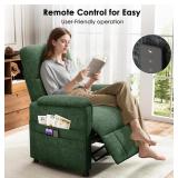 Amada Power Recliner Chair for Adults, Chenille Electric Reclining Chair for Small Spaces with Remote & Side Pockets, Thick Seat Cushion for Home Theater, RV, Living Room & Bedroom, Chenille Green $19