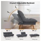 Futon Sofa Bed, 66", Corduroy Futon Couch with Adjustable Backrest & Armrests, Loveseat Convertible Sleeper Sofa Couches for Small Apartments, Study Room, Office, Asphalt Grey $219.99 Retail - New *L