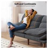 Futon Sofa Bed, 66", Corduroy Futon Couch with Adjustable Backrest & Armrests, Loveseat Convertible Sleeper Sofa Couches for Small Apartments, Study Room, Office, Asphalt Grey $219.99 Retail - New *L
