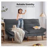 Futon Sofa Bed, 66", Corduroy Futon Couch with Adjustable Backrest & Armrests, Loveseat Convertible Sleeper Sofa Couches for Small Apartments, Study Room, Office, Asphalt Grey $219.99 Retail - New *L