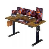 ErGear Height Adjustable Electric Standing Desk, 63 x 28 Inches Sit Stand up Desk, Large Memory Computer Home Office Desk with Two-Piece Desktop, Vintage Brown - Brand New *L
