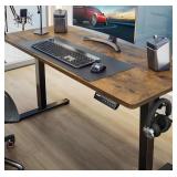 ErGear Height Adjustable Electric Standing Desk, 63 x 28 Inches Sit Stand up Desk, Large Memory Computer Home Office Desk with Two-Piece Desktop, Vintage Brown - Brand New *L