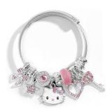 Hello Kitty Silver Tone Charm Bangle Bracelet - Brand New