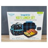 Bentgo Kids Snap & Go Leak-Proof Black Dinosaur Lunch Set - Brand New