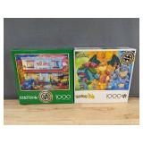 2 Buffalo Games Puzzles: Country Life 1000pc & Pokemon 1000pc