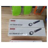 9 Piece Kitchen Accessories - Ice Cream Scoops, Grater, Thermometer, Spatulas - Brand New