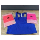 3 Semath Workout Tank Tops Blue, Orange, Magenta Size XL - Brand New