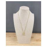 LIU JUN 18-inch Bubble Letter L Necklace with Rhinestones - Gold Tone - Brand New