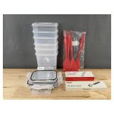 Habor 192 Digital Meat Thermometer, Sakuchi Ice Cream Scoop, 6 Clear Storage Containers, and 4 Spatulas - Brand New