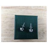 Clear Stone Stud Earrings - Silver-Tone, Four-Prong Set, Butterfly Backs - Brand New