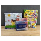 Crayola Epic Book of Awesome, OPTIX 55 Blue Blocker Glasses, and MR. Pen Sight Word Swat - Brand New