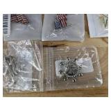 8 Fashion Jewelry Pins - American Flag Pins & Floral/Rhinestone/Anchor Mix - Brand New