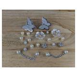 20 Croc Shoe Charms - Butterfly & Flower Set With Pearls - Brand New