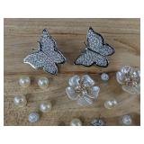 20 Croc Shoe Charms - Butterfly & Flower Set With Pearls - Brand New