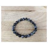 White Enamel Gold-Tone Cuff, Black Gray Beaded Bracelet, and Clear Crystal Beaded Bracelet - Brand New