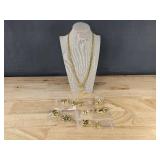 23" Heart Necklace & 8 Pairs of Earrings - Brand New