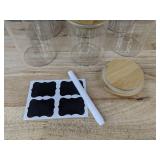 6 Glass Jars with Bamboo Lids - Brand New