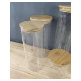 6 Glass Jars with Bamboo Lids - Brand New