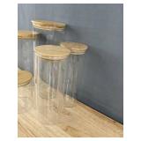 6 Glass Jars with Bamboo Lids - Brand New