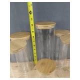 6 Glass Jars with Bamboo Lids - Brand New