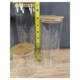 6 Glass Jars with Bamboo Lids - Brand New