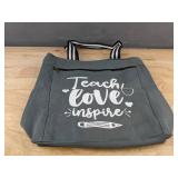2 Teach Love Inspire Canvas 15" x 15" Green Bags - Brand New