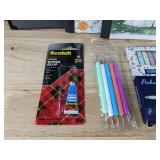 Office & School Supplies Assortment - Notebooks, Glue, Tape, Gel Pens, Fidget Spinners - Brand New