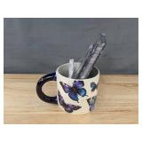 2 Mom Knows Best Mugs 13.5 oz & Butterfly Mug 14.2 oz with Notebook Set - Brand New