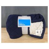 Room Essentials Throw 50 x 60 in Navy Quilted Exterior - Brand New