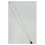 10k Gold Heart-Shaped Ruby Jewelry Set with Necklace and Earrings