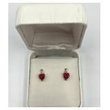 10k Gold Heart-Shaped Ruby Jewelry Set with Necklace and Earrings