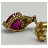 10k Gold Heart-Shaped Ruby Jewelry Set with Necklace and Earrings